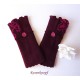 Damen Pulswärmer Armstulpen Merinowolle Aubergine Magenta E*