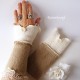 Damen Armstulpen Sand Ivory Hochzeit Walk Pulswärmer E*