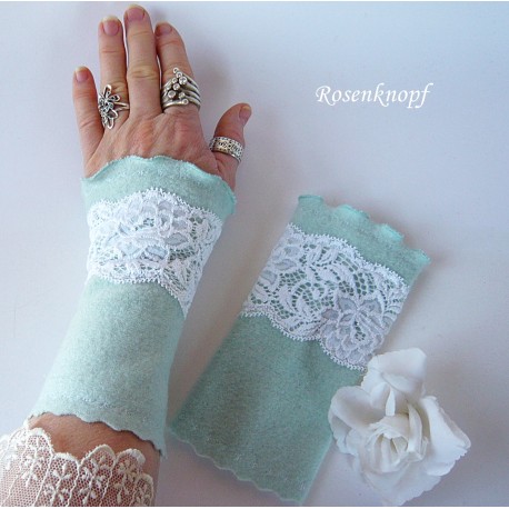 Walkstulpen A DREAM in MINT Brautstulpen Spitze Rose