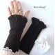 Damen Armstulpen Dunkelbraun Pulswärmer Upcycling Stretch *