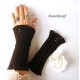 Damen Armstulpen Dunkelbraun Pulswärmer Upcycling Stretch *