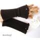 Damen Armstulpen Dunkelbraun Pulswärmer Upcycling Stretch *