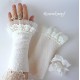 Damen Armstulpen Hochzeit Pulswärmer Walk Ivory Weiß E*