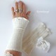 Damen Pulswärmer Armstulpen Ecrue Ivory Hochzeit Stoff *