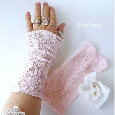 Damen Pulswärmer Armstulpen Zartrosa Hochzeit *