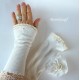 Armstulpen Damen Pulswärmer Ivory Hochzeit Stoff E*