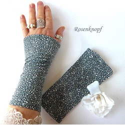 Damen Armstulpen Jersey Hellgrau Apricot Pulswärmer E*