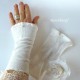 Armstulpen Damen Pulswärmer Ivory Hochzeit Stoff *