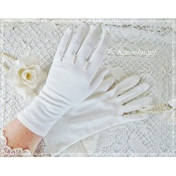Stoffhandschuhe VINTAGE-LADY Weiß Brauthandschuhe