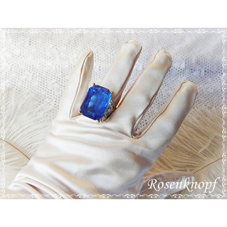 Modeschmuck Ring ROYAL Silberfarben Blau Glasstein