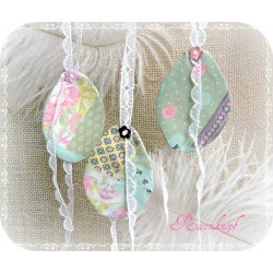 5er Set Stoff-Ostereier PASTELL Textil Ostern Anhänger Ei