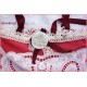Handtasche FRENCH LACE ON RUBY RED Rot Weiß Spitze