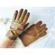 Fingerhandschuhe Leder Damen Braun