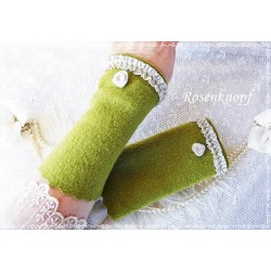 Walkstulpen Armstulpen Grasgrün Beige