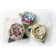Ansteckblüte GROßE ROSE Brosche Hellblau Rosa Stoffbrosche