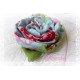 Ansteckblüte Rose Hellblau Rot Brosche Schmuck