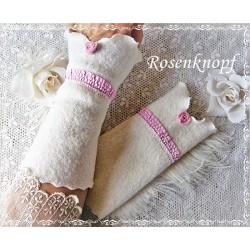 Armstulpen Ivory Rosa Hochzeit Walk Pulswärmer E*