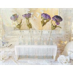 4tlg Blumenvasen Set ANEMONE Glas Weiß Shabby Holz